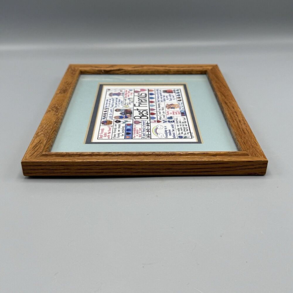 Giggles & Grins Wood Frame Matted Best Friends Print Friendship Love Kitschy Art - Picture 4 of 8